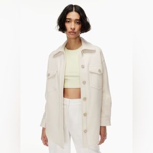 Aritzia Wilfred Ganna shirt jacket in light heather oatmeal/bone colourway